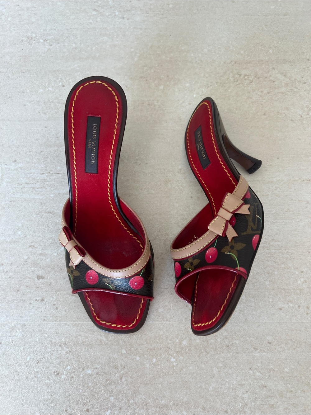 Louis Vuitton Red Monogram Murakami Cherry Mule Sandals - Picture 2 of 8